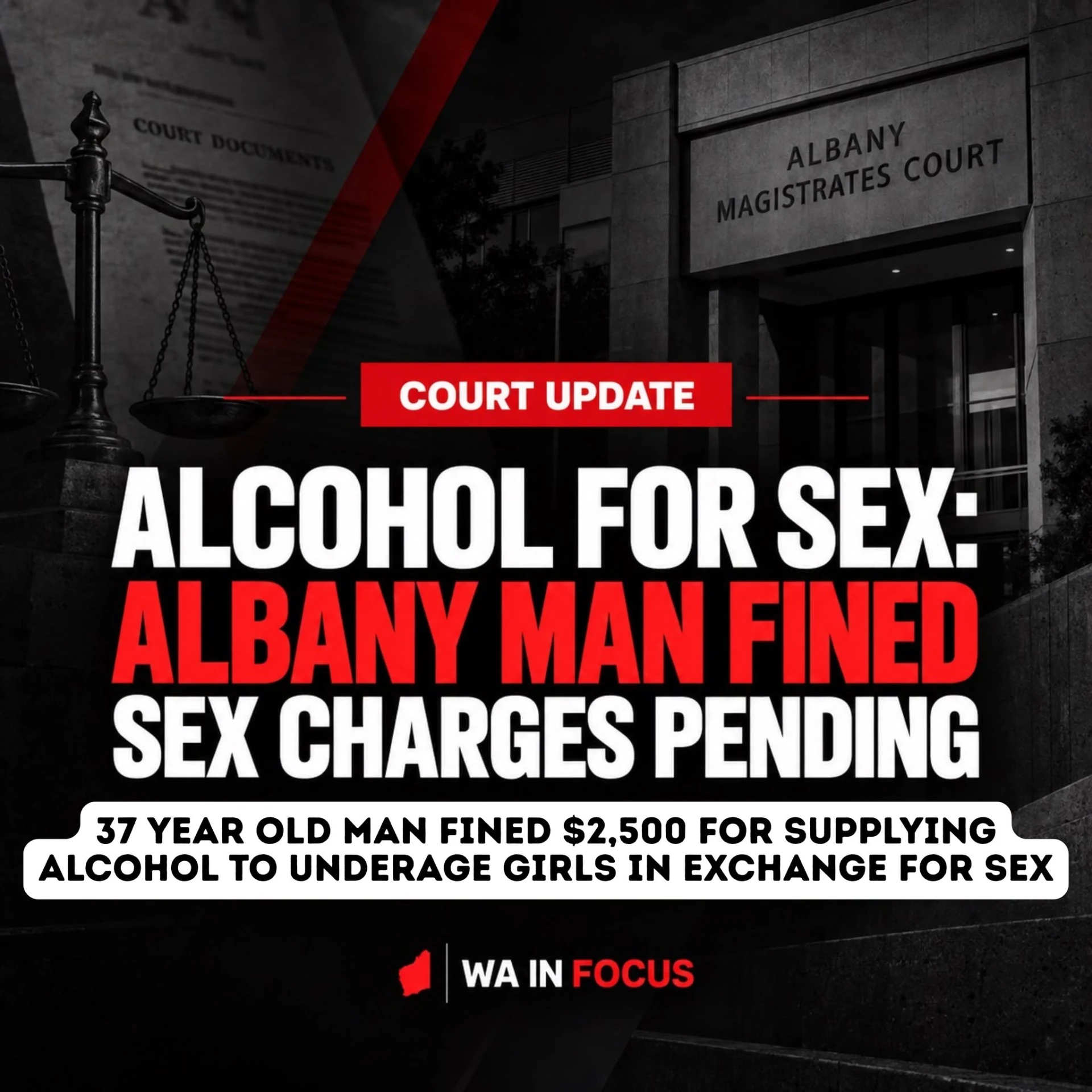 ALCOHOL FOR SEX: ALBANY MAN FINED, SEX CHARGES PENDING