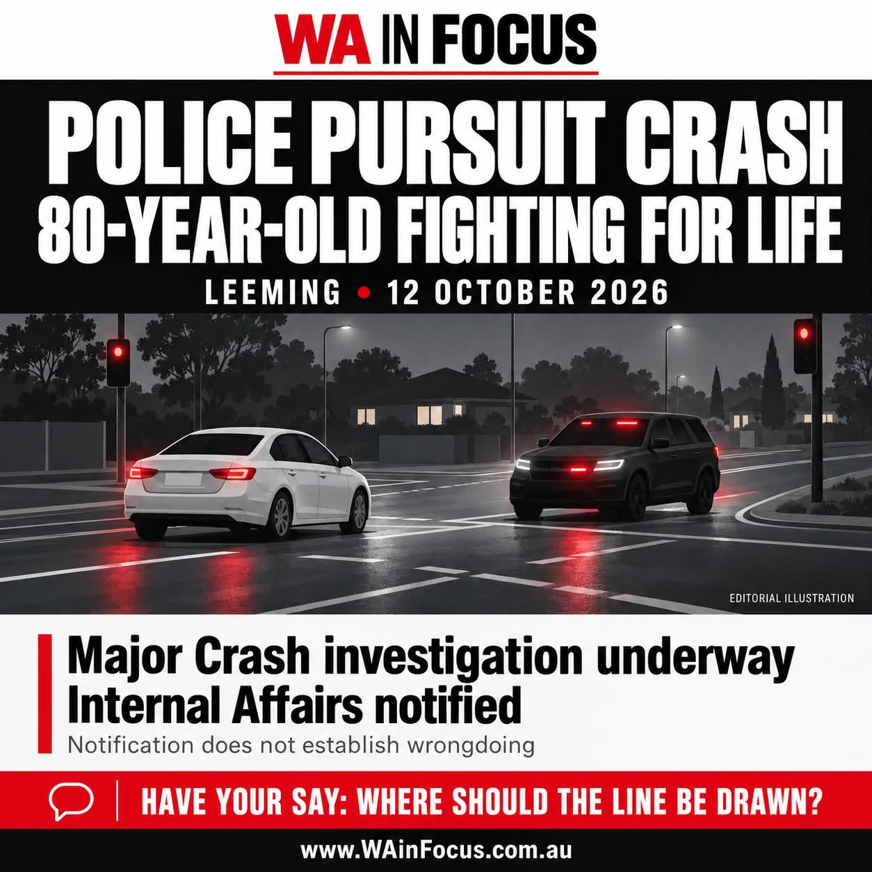 Police chase crash leaves 80 year old fighting for life