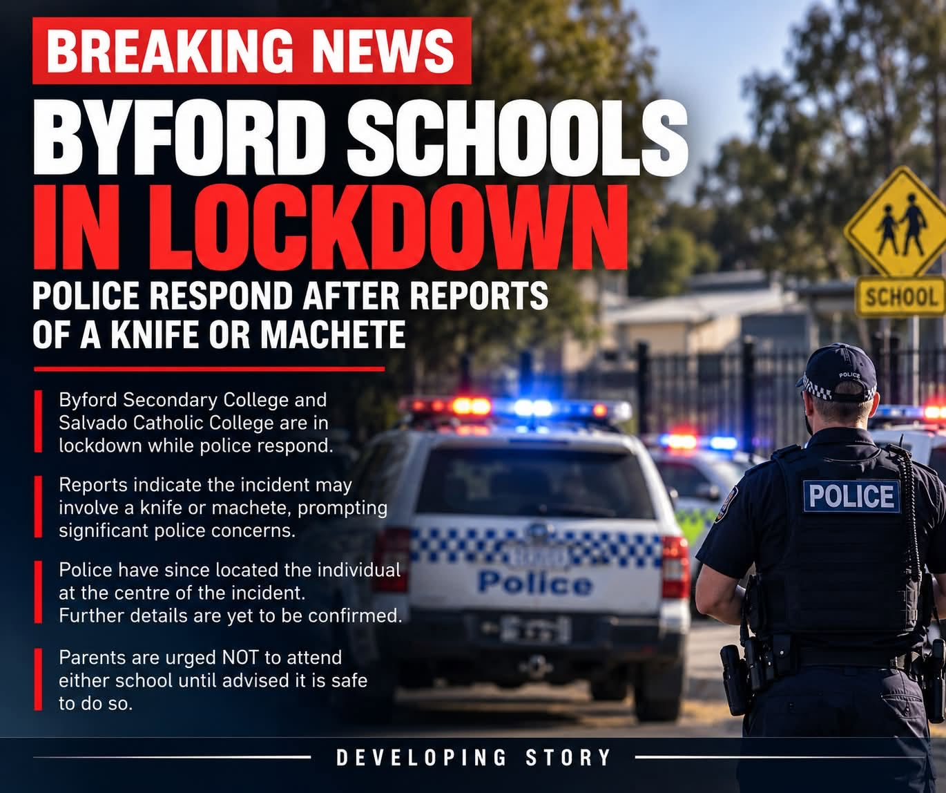 BYFORD SCHOOLS LOCKED DOWN AFTER REPORTED WEAPON INCIDENT