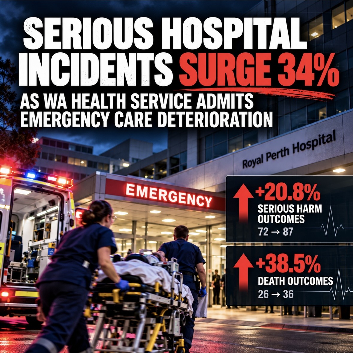 Serious hospital incidents surge 34% as WA health service admits emergency care deterioration