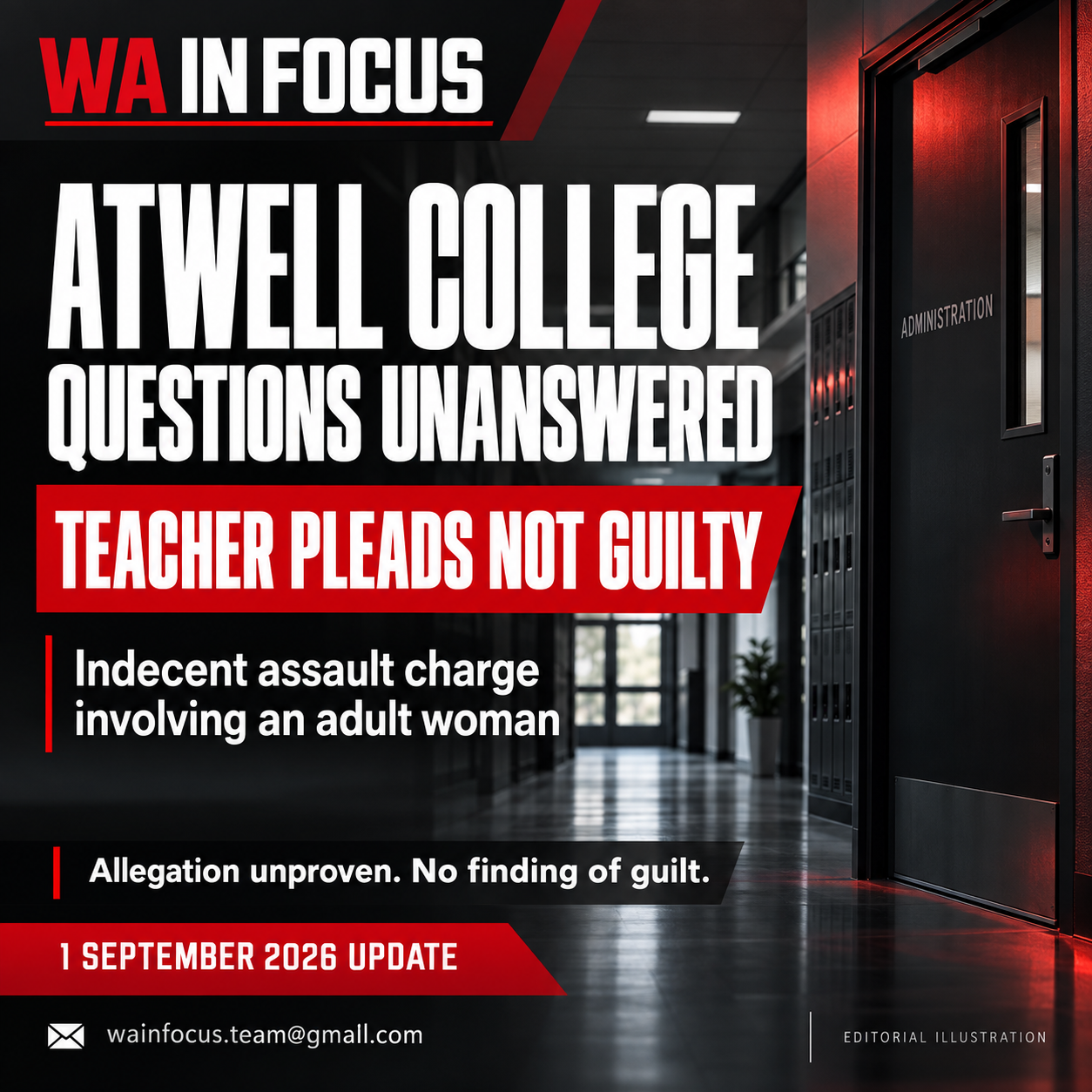 BREAKING NEWS: Parents Not Told as Atwell College Teacher Faces Alleged Indecent Assault Charge